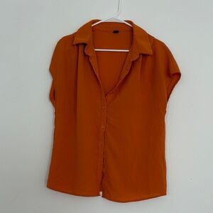 Orange Short Sleeve Button-Up Shirt